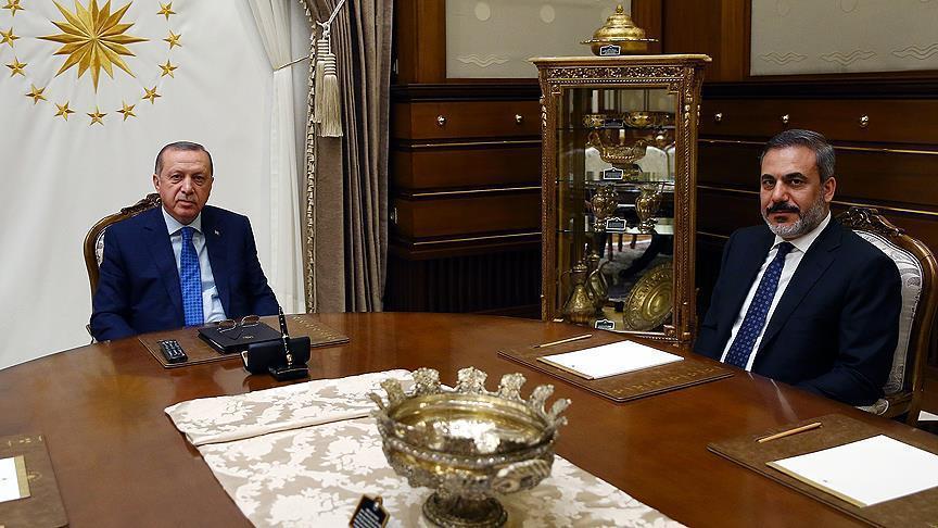 أردوغان يستقبل رئيس جهاز الاستخبارات التركية