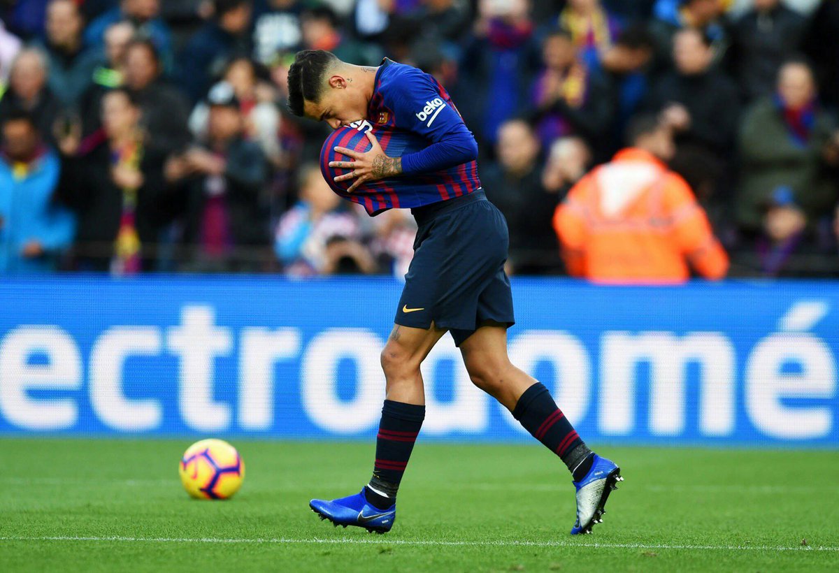 قدم: فيليبي كوتينيو يسجل هدف التقدم لبرشلونة في شباك ريال مدريد في الدقيقة 11