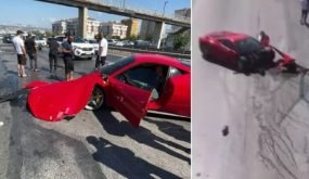 فضيحة على الطريق… سيارة فيراري فاخرة بيد ميكانيكي في إسطنبول! (فيديو)