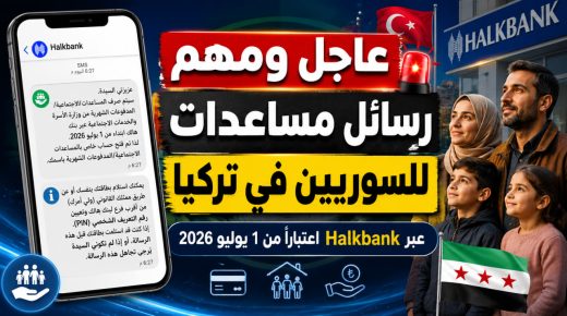 عاجل ومهم للسوريين في تركيا.. رسائل جديدة بشأن المساعدات الاجتماعية عبر Halkbank