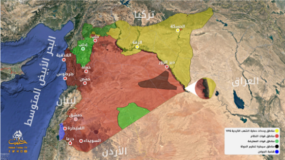 خريطة توزع مناطق السيطرة في سوريا بداية العام 2019