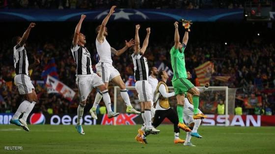 Football Soccer - FC Barcelona v Juventus - UEFA Champions League Quarter Final Second Leg - The Nou Camp, Barcelona, Spain - 19/4/17 Juventus' Gianluigi Buffon celebrates with teammates after the match Reuters / Sergio Perez Livepic