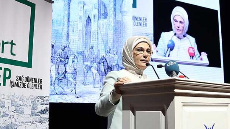 أمينة أردوغان: حلب بعد أن كانت عنوانا للحضارة والتعايش باتت مسرحا للحرب والقتل