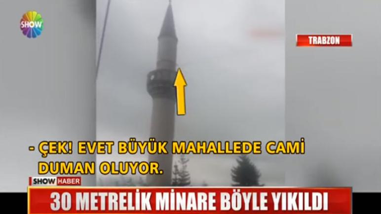 شاهد لحظة هدم منارة مسجد في طرابزون التركية