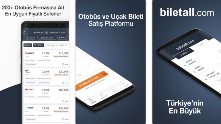 تطبيق Biletall لحجز تذاكر السفر في تركيا